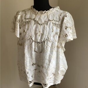 Anthropologie Cream Lace Blouse